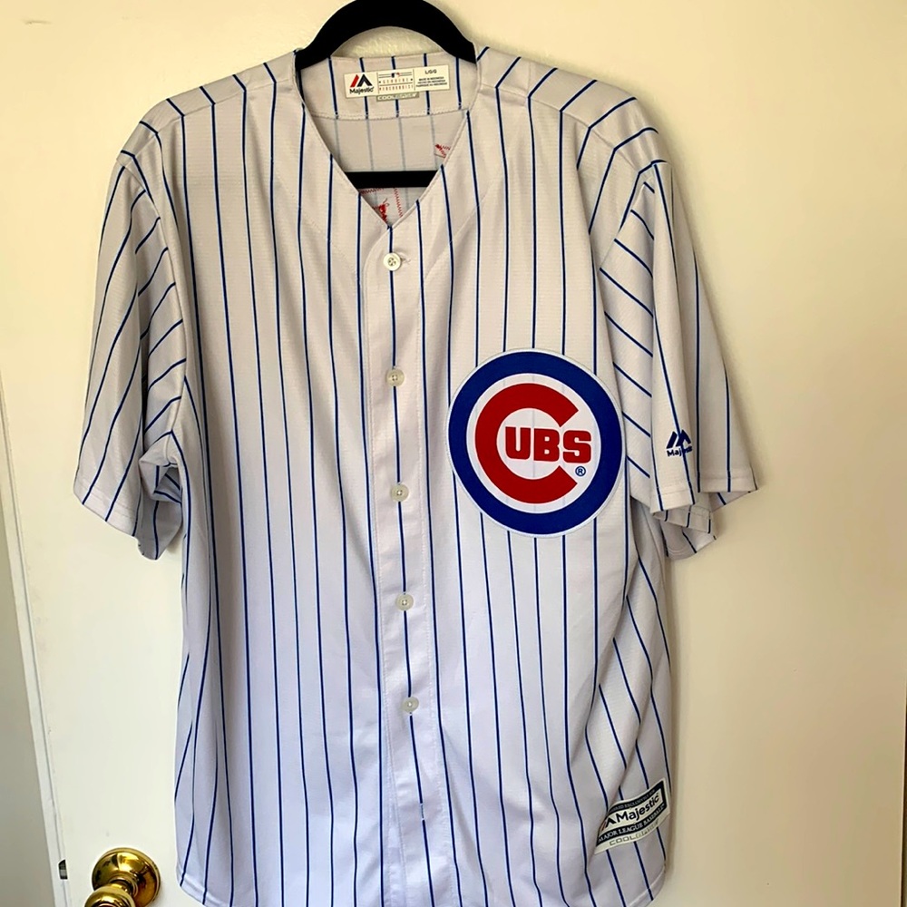 Cubs Pinstripe Baez jersey
